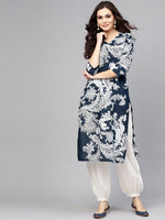 Thumbnail for Antaran Blue Pure Cotton Printed Kurta Pant Set - Distacart
