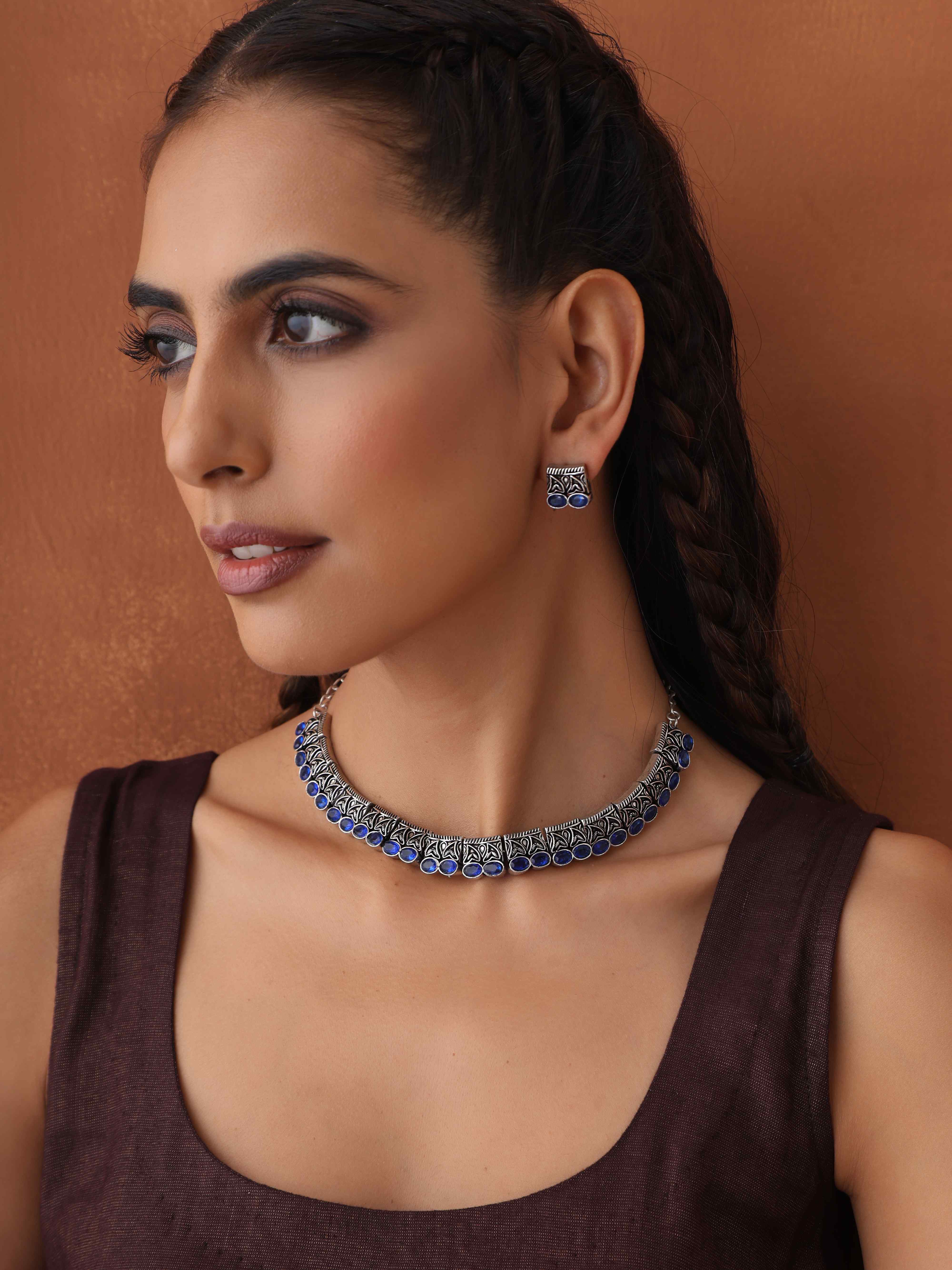 trueBrowns Silver Tone Beaded Necklace Set - Distacart