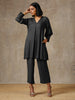trueBrowns Black Solid Textured Co-Ord Set - Distacart