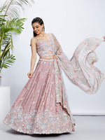 Thumbnail for House of Panchhi Green Chiffon Position Print With Sequins Embroidery Lehenga Choli & Dupatta - Distacart