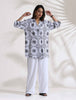 trueBrowns White Cotton Print Jacket Co-ord Set - Distacart