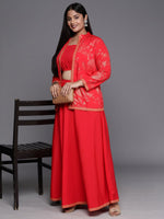 Thumbnail for Ahalyaa Plus Size Ethnic Top & Skirt with Shrug - Distacart