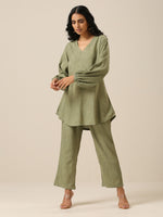 Thumbnail for trueBrowns Sage Slub Textured Short Co-Ord Set - Distacart