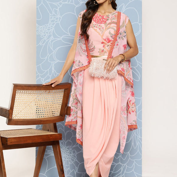 Ahalyaa Floral Printed Ethnic Co-Ords With Jacket - Distacart
