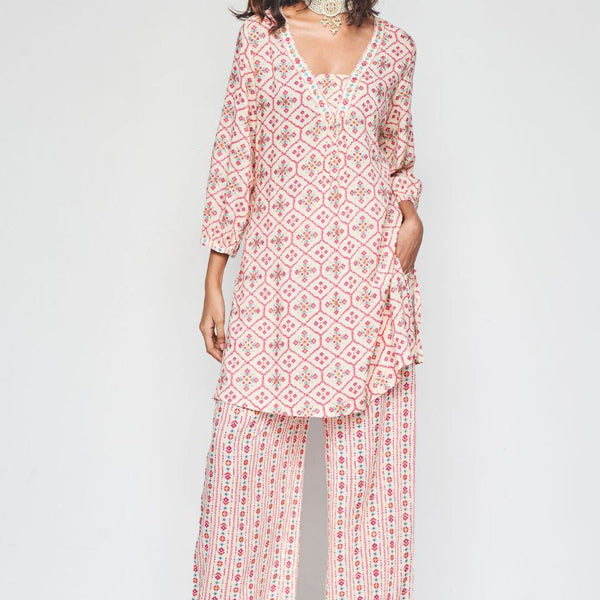 NOZ2TOZ Floral Printed Knee Length V Neck Co-ords Set - Distacart