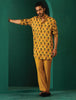 trueBrowns Men's Mustard Flower Stem Muslin Silk Printed Co-ord Set - Distacart