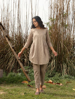 Thumbnail for trueBrowns Khaki Cotton Embroidered Co-ord Set