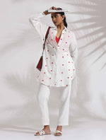Thumbnail for trueBrowns White Cotton Embroidered Kurta Co-ord Set