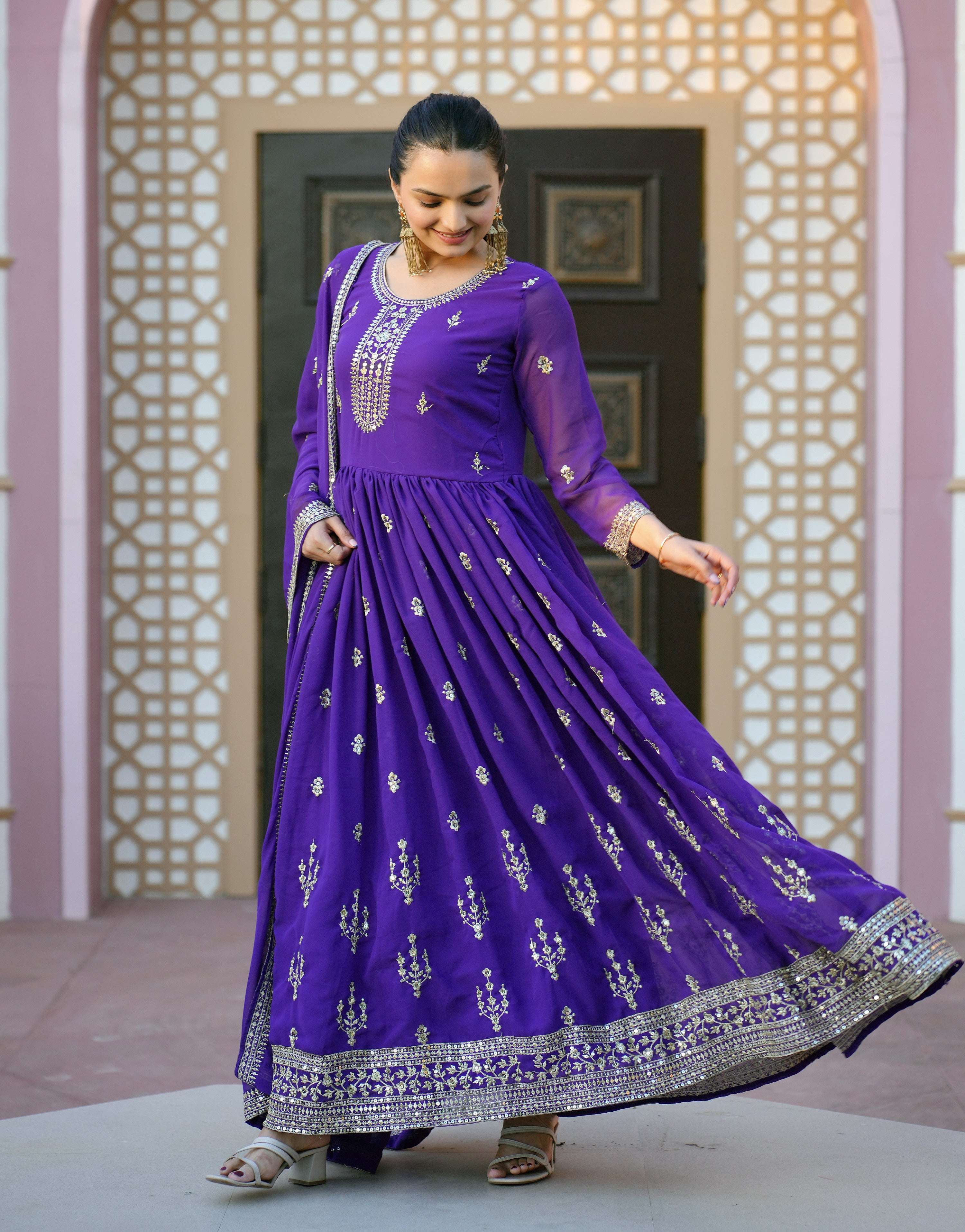 Yash Enterprise Alluring Blue Georgette Readymade Gown