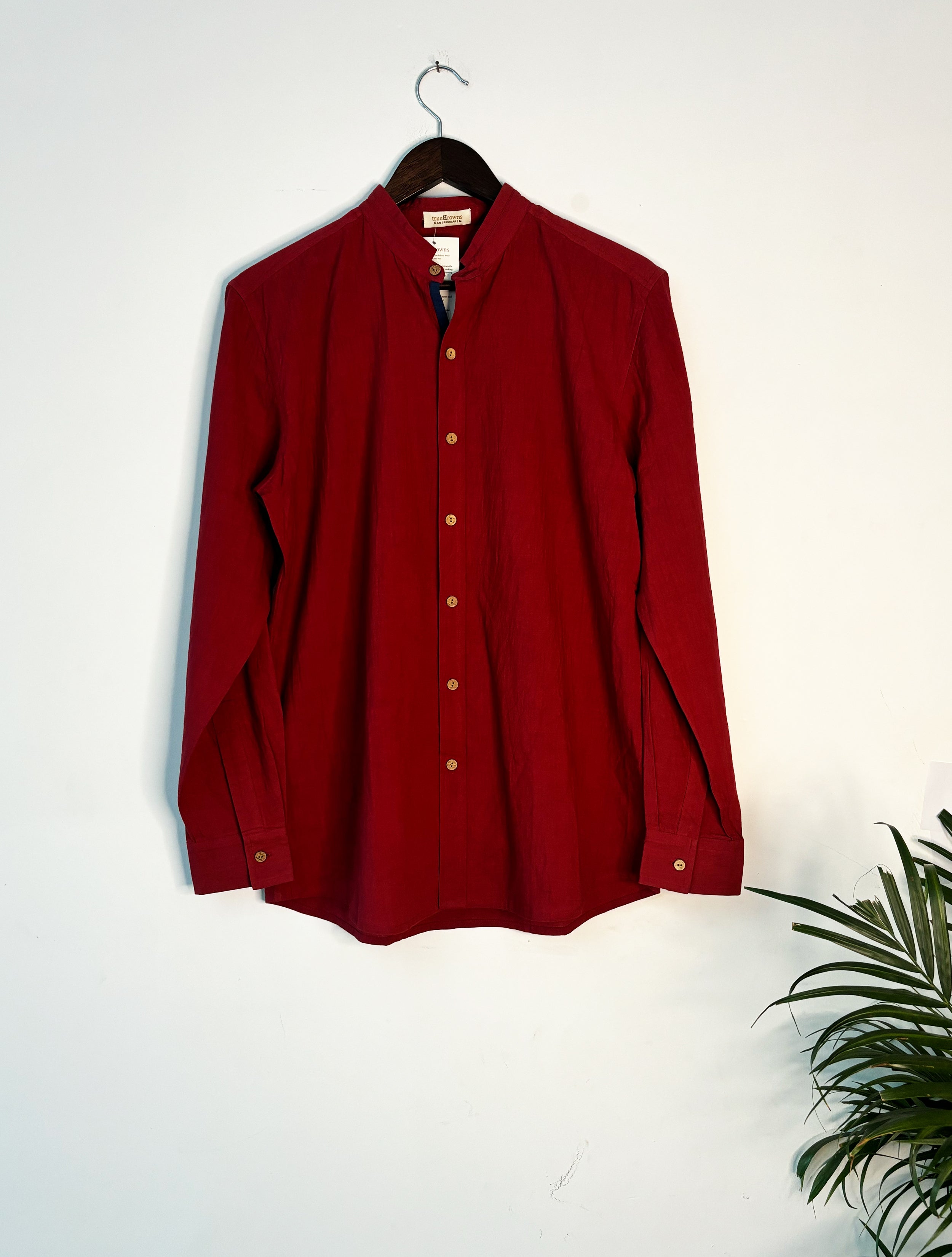 trueBrowns Maroon Slub Men's Shirt - Distacart
