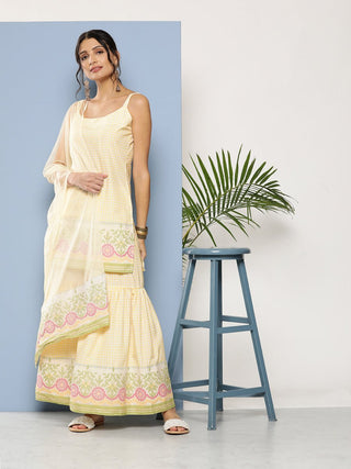 Ahalyaa Women Yellow Kurta with Sharara & With Dupatta - Distacart