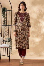 Thumbnail for BulBul Areba Printed Wine & Teal Rayon Salwar Suit