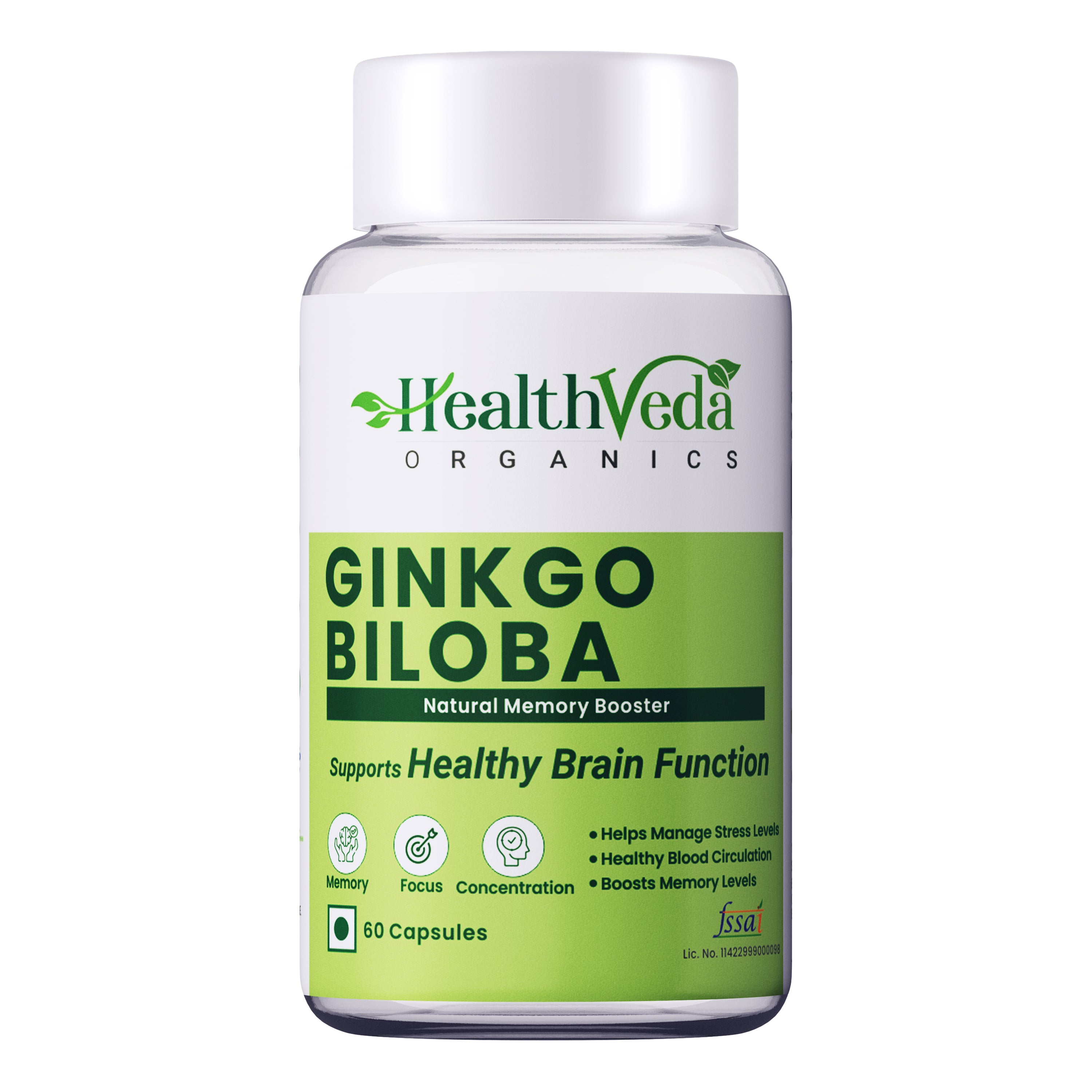 Health Veda Organics Ginkgo Biloba Capsules - Distacart