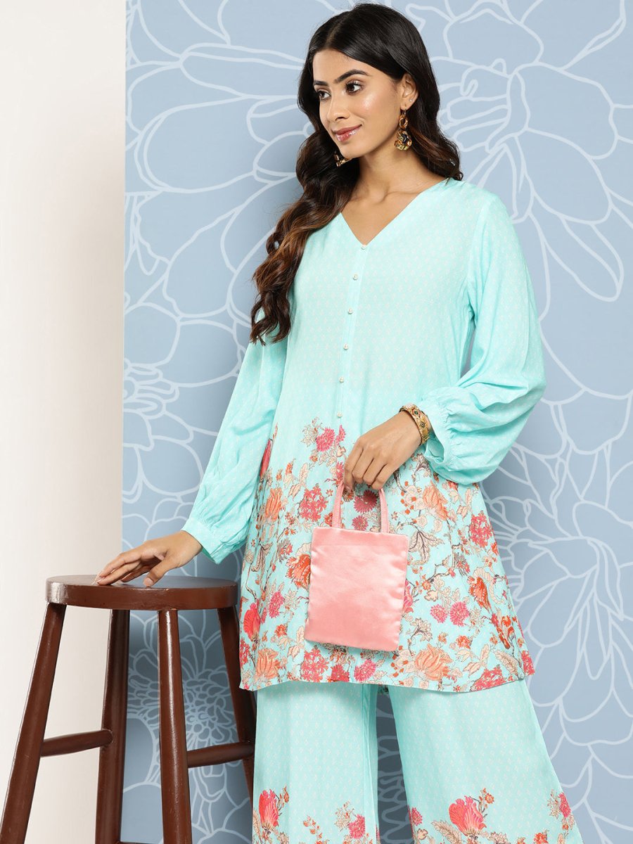 Ahalyaa Floral Printed Ethnic Co-Ords - Distacart