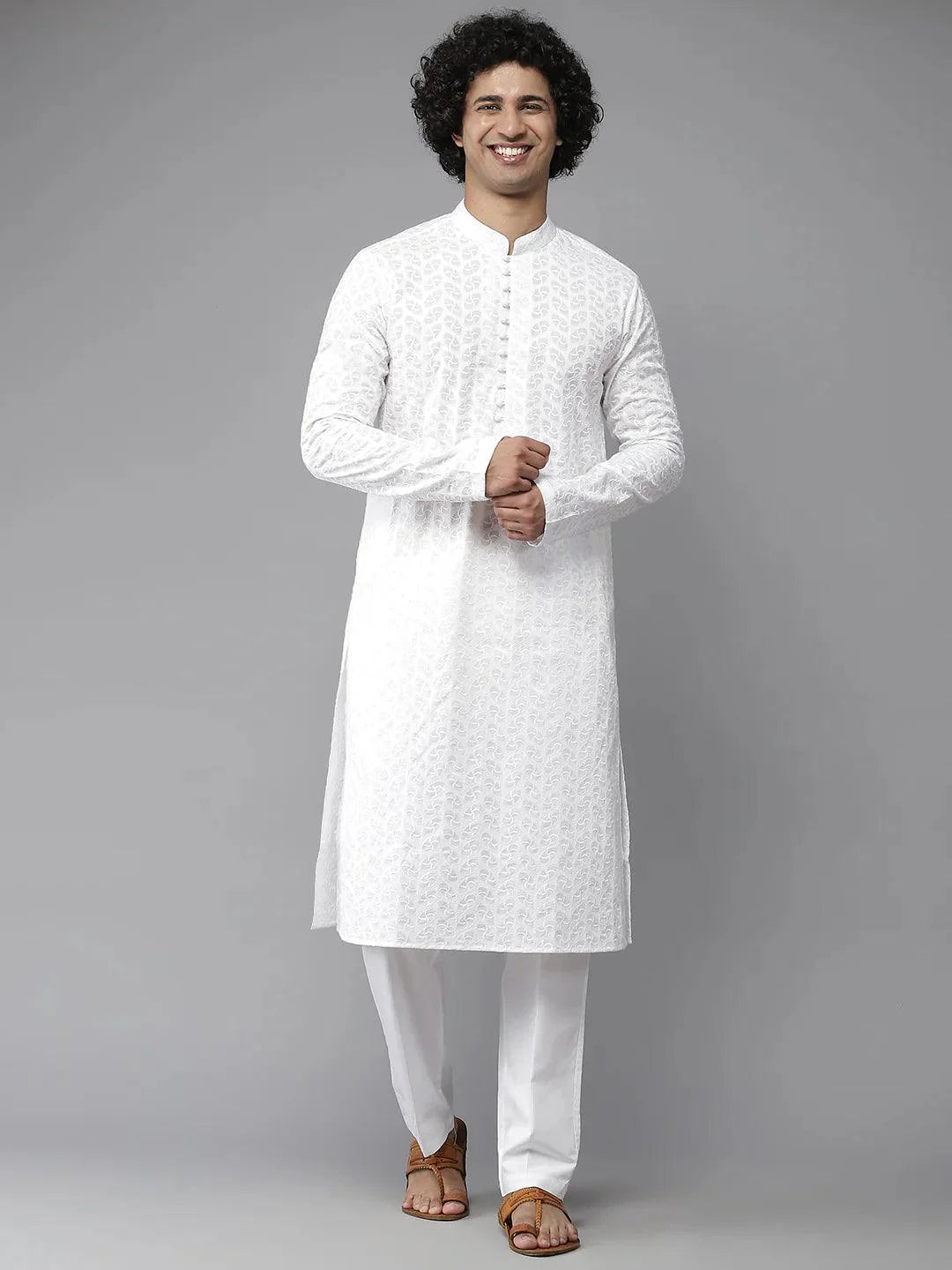 Fabmade Elegant Chikankari Embroidered Straight Kurta - Distacart