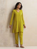 trueBrowns Lime Velvet Kurta Co-ord Set - Distacart