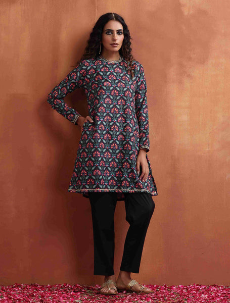 trueBrowns Black Floral Print Co-ord Set - Distacart
