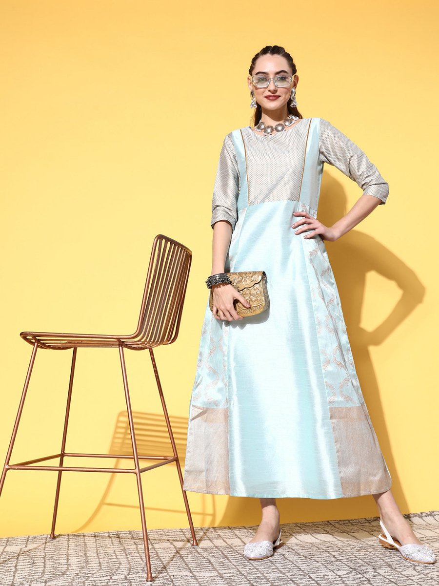 Ahalyaa Women Blue Ethnic Motifs Dress - Distacart