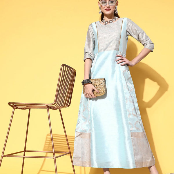 Ahalyaa Women Blue Ethnic Motifs Dress - Distacart