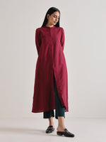 Thumbnail for trueBrowns Maroon Placket Kurta Pant Set - Distacart