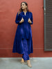 trueBrowns Blue Solid Velvet Overlay Jacket - Distacart