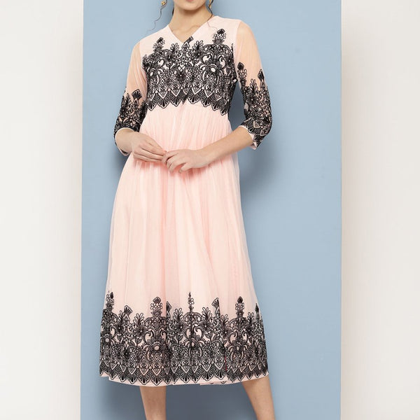 Ahalyaa Ethnic Motifs Printed Midi Empire Dress - Distacart