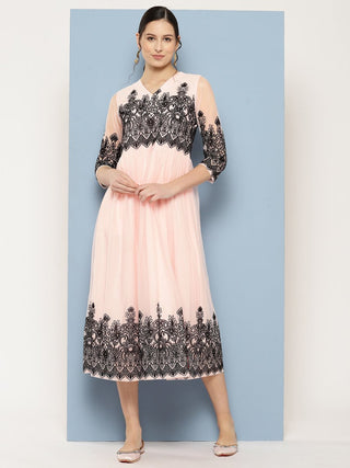 Ahalyaa Ethnic Motifs Printed Midi Empire Dress - Distacart