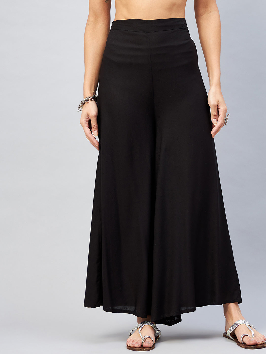 InWeave Solid Black Palazzo - Distacart