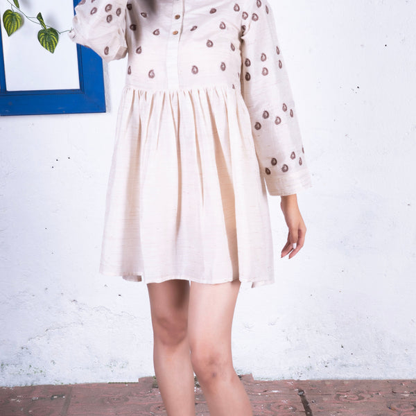 Noroke Silk Embroidered Tunic - Off white - Distacart