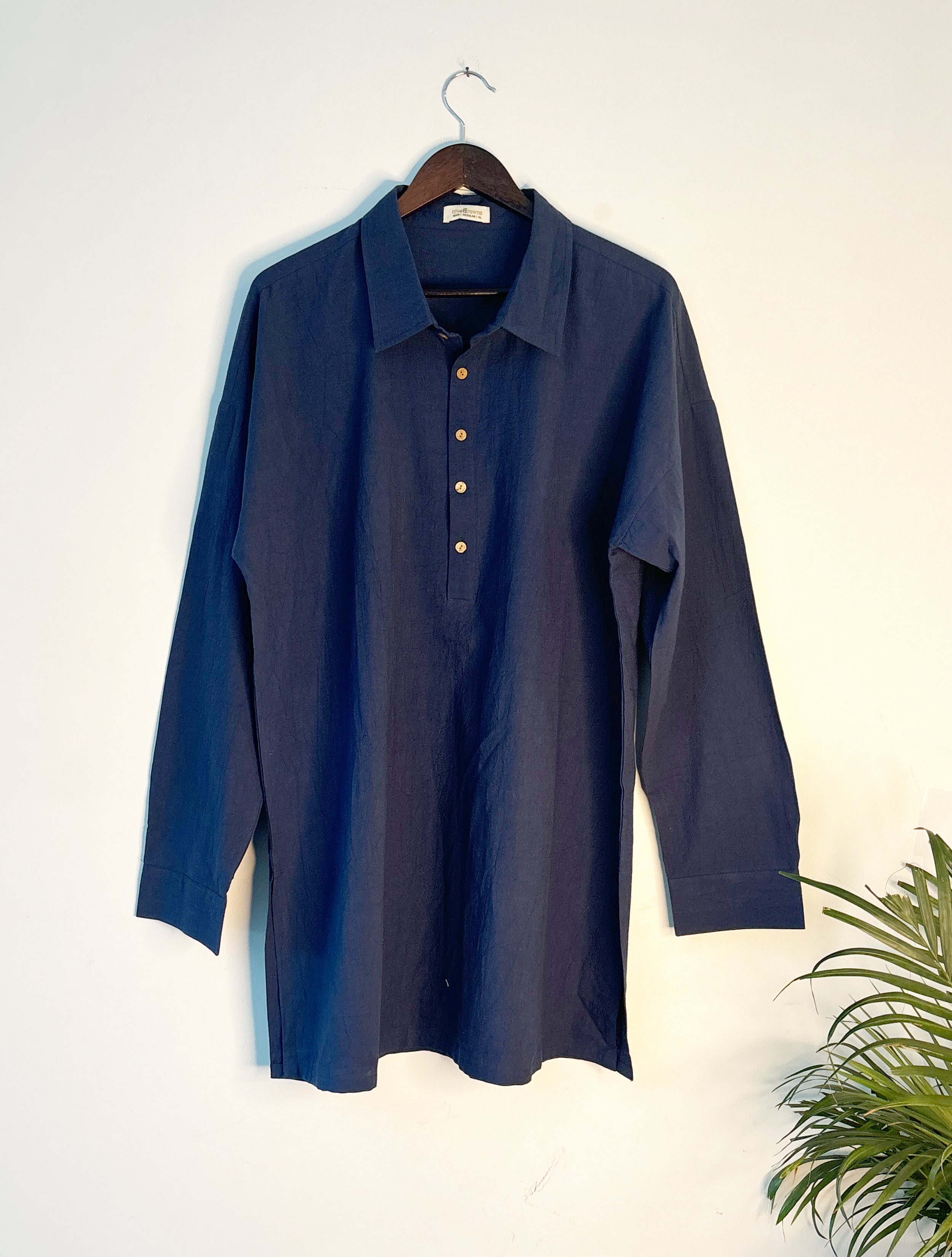 trueBrowns Blue Men's Shirt Kurta - Distacart