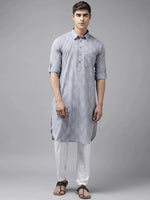 Thumbnail for Fabmade Pure Cotton Pathani Kurta Pyjama For The Modern Man