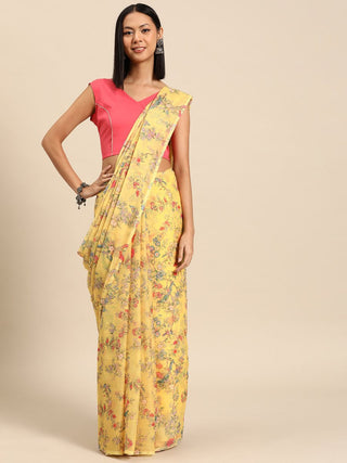 Ahalyaa Floral Poly Chiffon Saree - Distacart