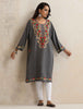 trueBrowns Grey Kashmiri Embroidered Woollen Phiran Kurta - Distacart