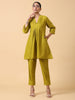 trueBrowns Cotton Linen Lime Green Pleated Co-Ord Set | Relove - Distacart