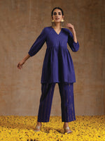 Thumbnail for trueBrowns Spectrum Blue Gold Cotton Overlap Co-Ord Set - Distacart