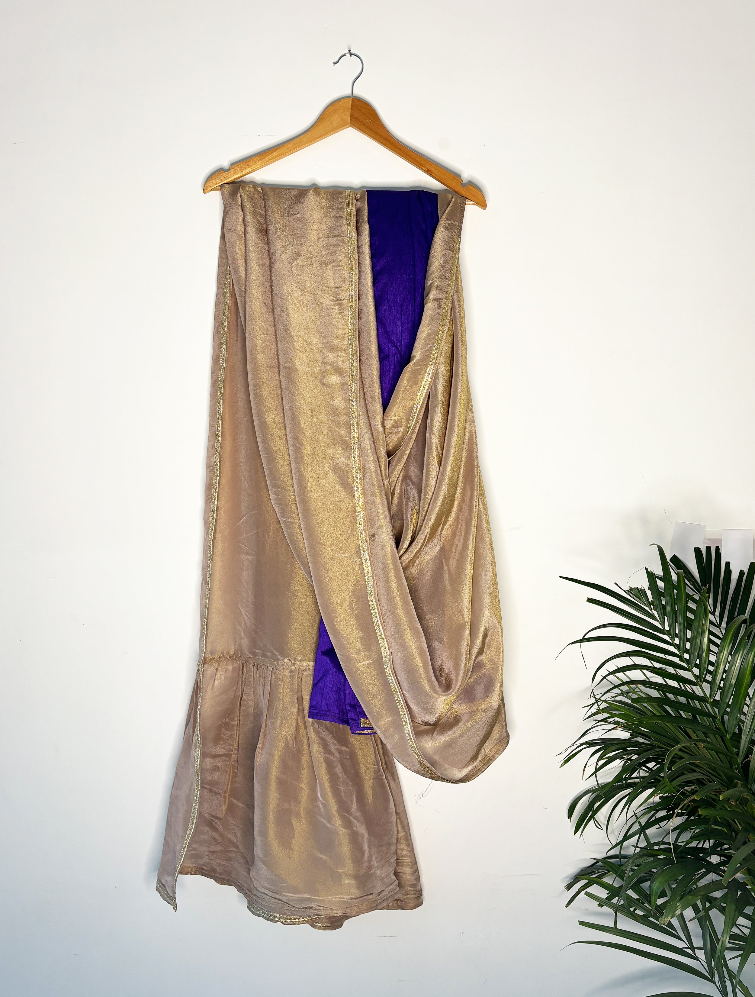trueBrowns Lilac Tissue Pre-Stitched Saree - Distacart