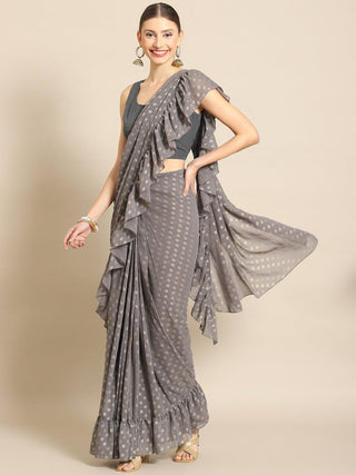 Ahalyaa Printed Ready To Wear Ruffles Saree - Distacart