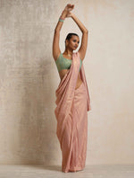 Thumbnail for trueBrowns Pink Gold Lurex Ready To Wear Saree