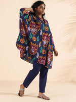 Thumbnail for trueBrowns Purple Cotton Ikat Kaftan Co-ord Set - Distacart