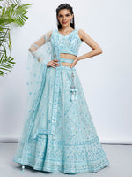 Thumbnail for House of Panchhi Burgundy Chiffon Position Print With Sequins Embroidery Lehenga Choli & Dupatta - Distacart