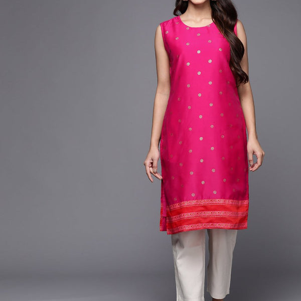 Ahalyaa Women Pink Geometric Printed Kurta - Distacart