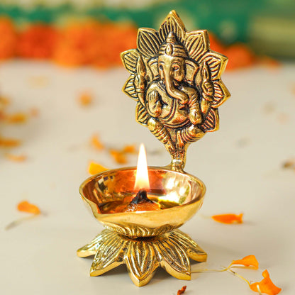brass ganesh diya
