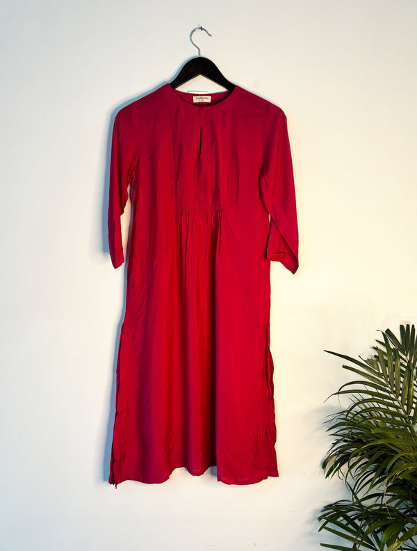 trueBrowns Pink Muslin Flared Kurta