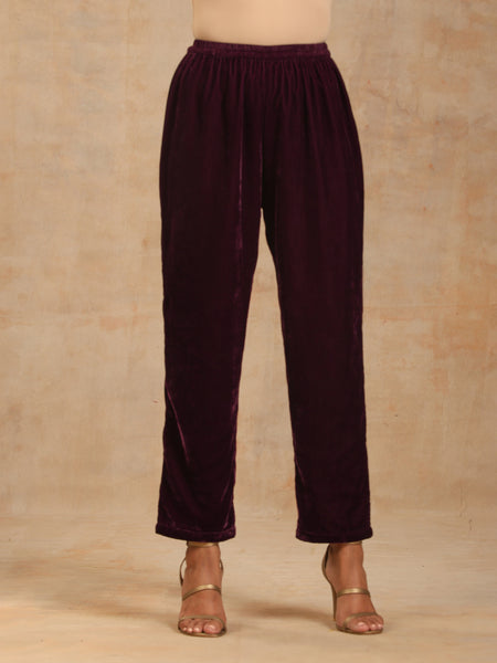 trueBrowns Wine Velvet Pant - Distacart