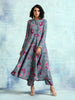 trueBrowns Grey Printed Velvet Anarkali Kurta - Distacart