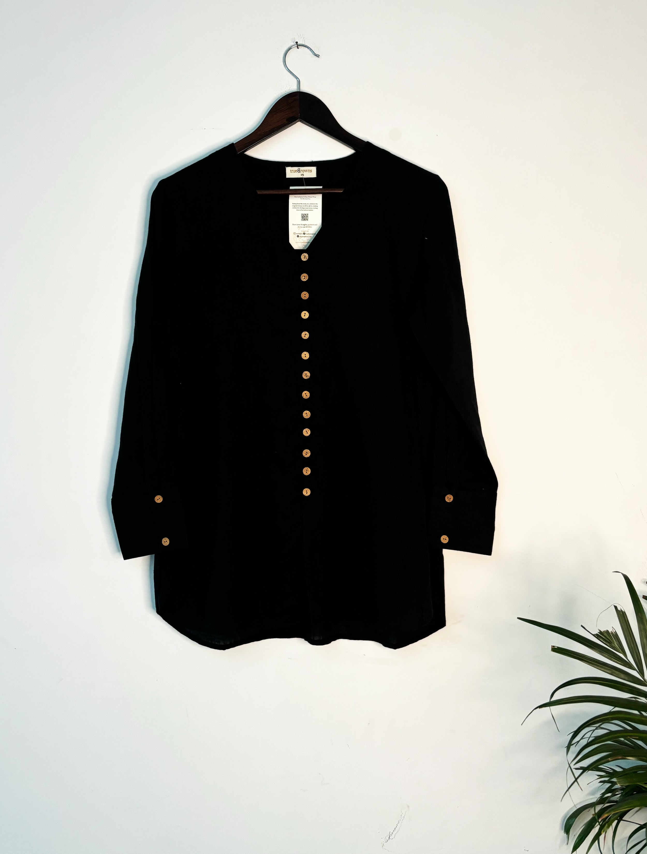 trueBrowns Black Slub Short Top - Distacart