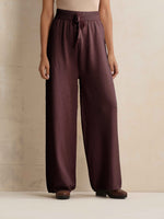Thumbnail for trueBrowns Brown Woollen Flared Pants