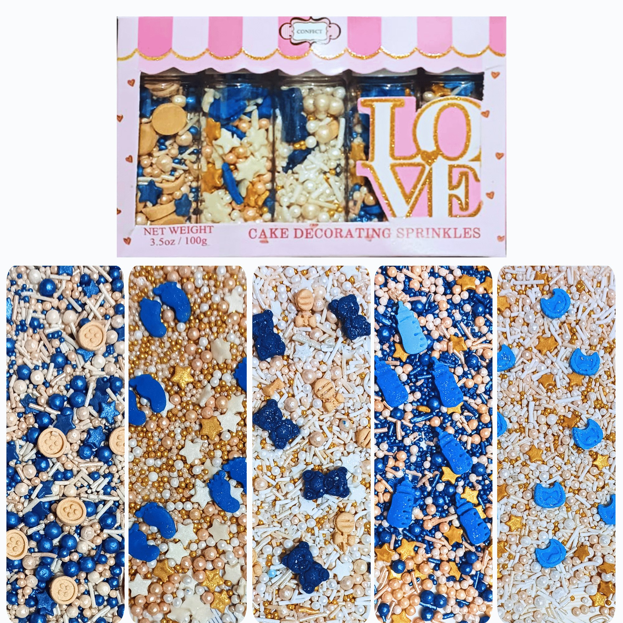 confect boys baby shower sprinkles gender reveal sprinkles edible sprinkles pack of 5 baby shower 33