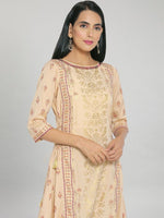 Thumbnail for AURELIA Women Beige & Gold-Toned Ethnic Motifs A-Line Midi Dress