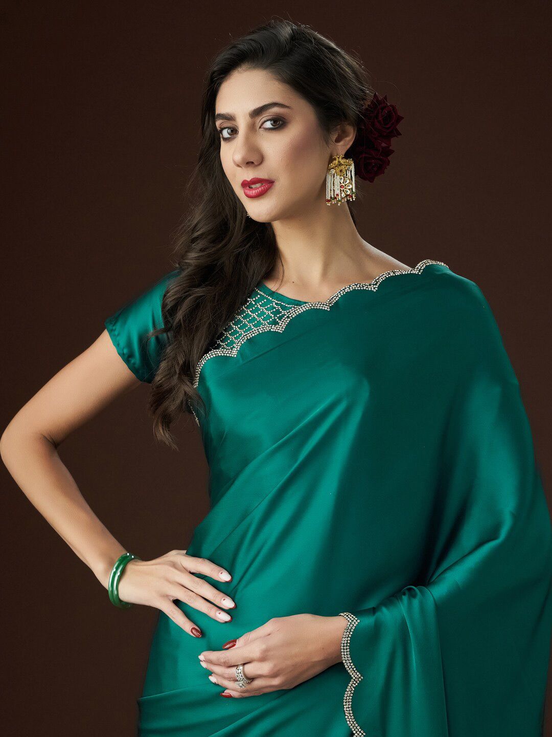 kasee Embellished Satin Saree - Distacart